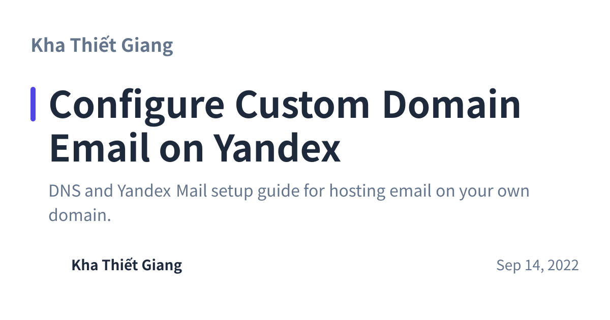 Share preview for Configure Custom Domain Email on Yandex