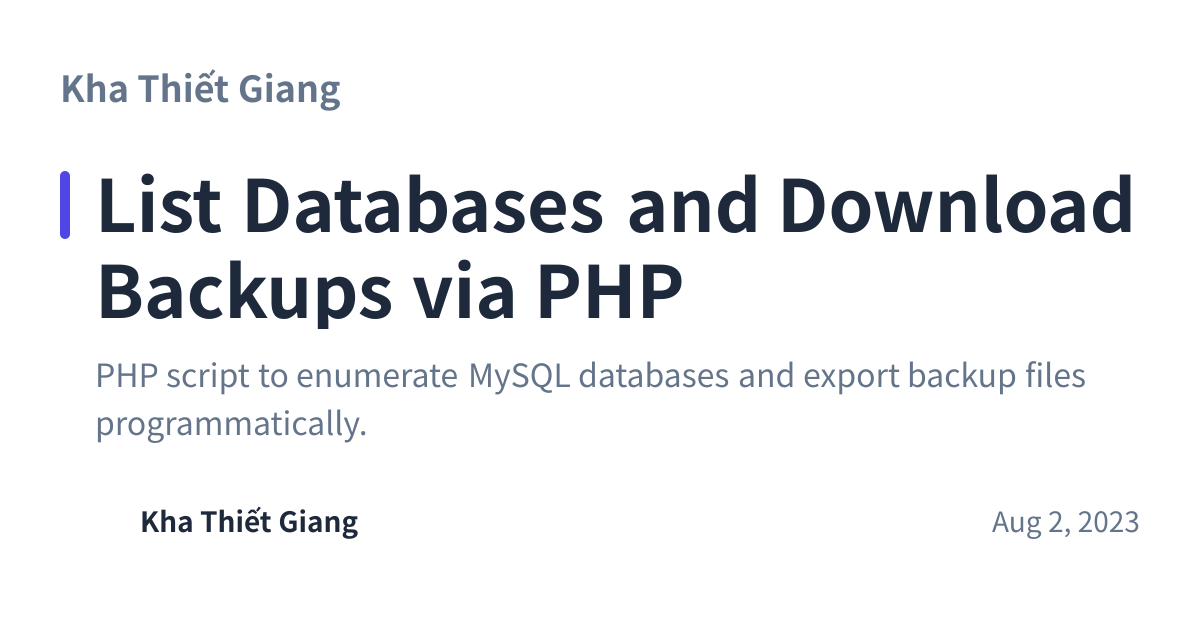 Share preview for List Databases and Download Backups via PHP