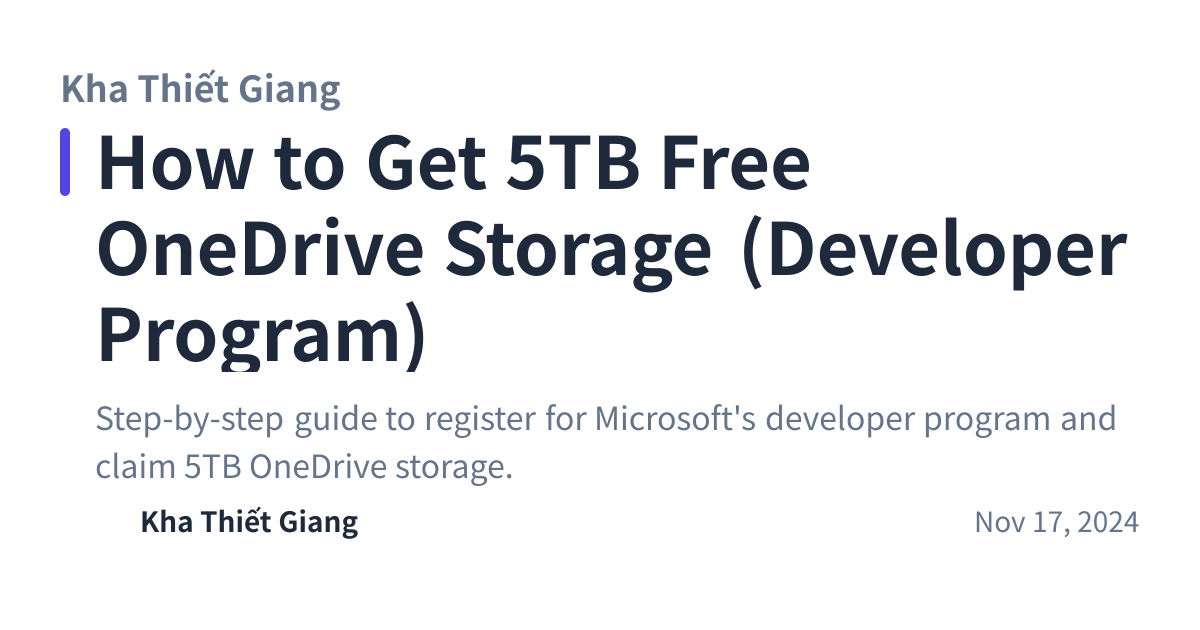 Share preview for How to Get 5TB Free OneDrive Storage (Developer Program)