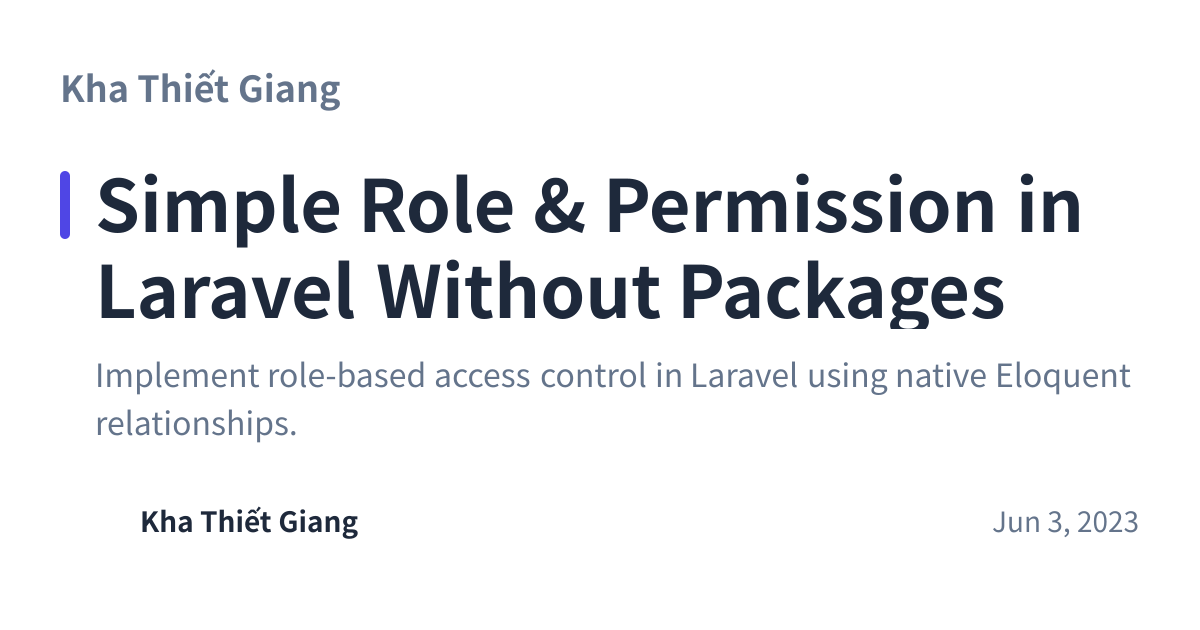 Share preview for Simple Role & Permission in Laravel Without Packages
